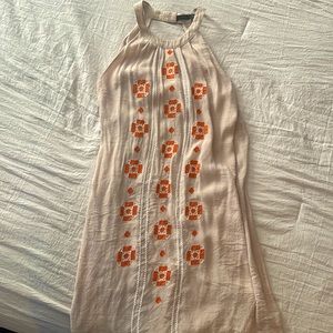 THML halter cream w/pattern midi dress